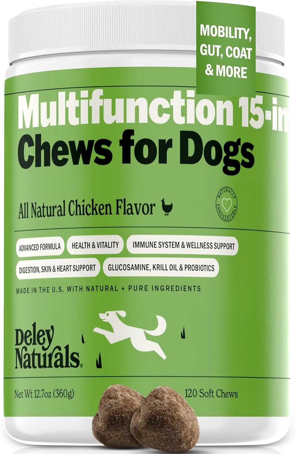 DELEY NATURALS - Deley Naturals Dog Multivitamins Chewable 120 Masticables - The Red Vitamin MX - Multivitamínicos Para Perros - {{ shop.shopifyCountryName }}