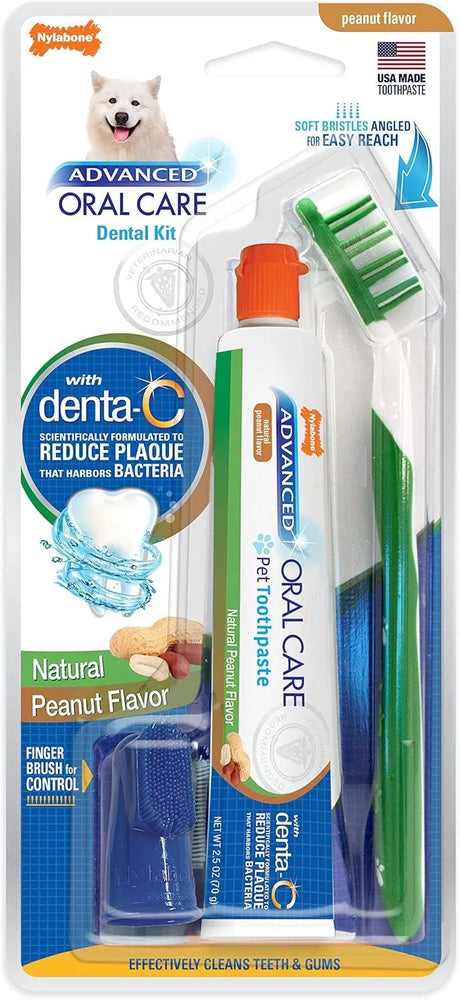 NYLABONE - Nylabone Advanced Oral Care Natural Dog Dental Kit Peanut Flavor 2.5 Oz. - The Red Vitamin MX - Cuidado Dental Para Perros - {{ shop.shopifyCountryName }}