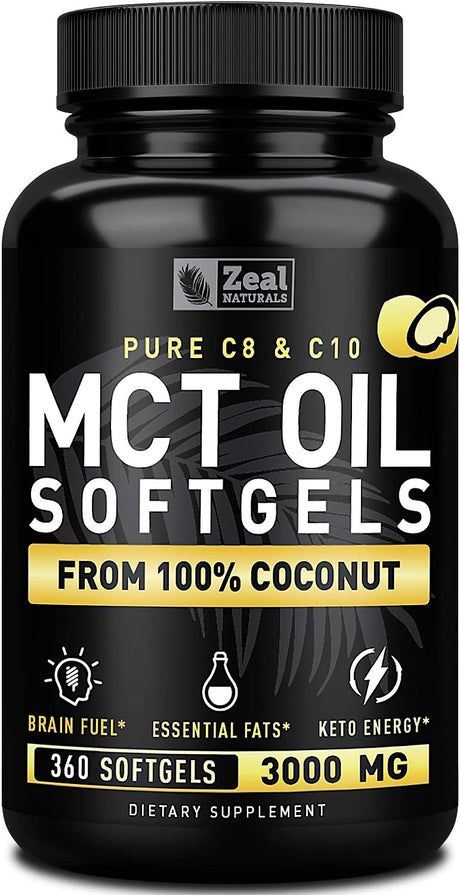 Zeal Naturals Pure MCT Oil Capsules 3000Mg. 360 Capsulas Blandas - The Red Vitamin MX - Suplementos Alimenticios - ZEAL NATURALS