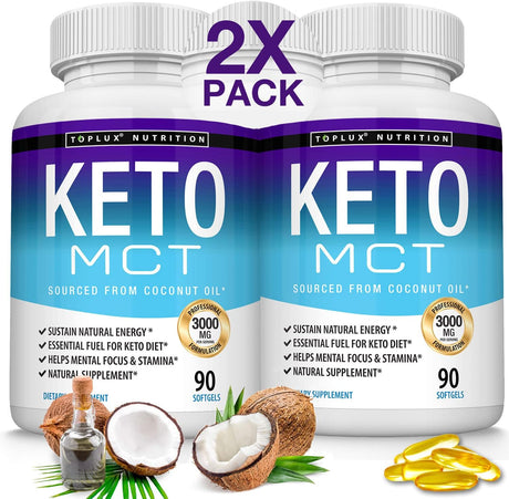 Toplux Keto MCT Oil Capsules 3000Mg. 180 Capsulas Blandas - The Red Vitamin MX - Suplementos Alimenticios - TOPLUX