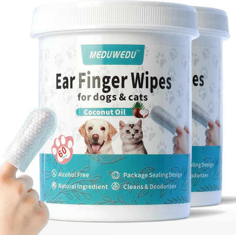 MEDUWEDU - MEDUWEDU Ear Cleaner Finger Wipes Coconut Scent 60 Toallitas 2 Pack - The Red Vitamin MX - Cuidado Del Oído De Perros - {{ shop.shopifyCountryName }}
