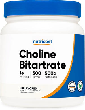 NUTRICOST - Nutricost Pure Choline Bitartrate Powder 500Gr. - The Red Vitamin MX - Suplementos Alimenticios - {{ shop.shopifyCountryName }}