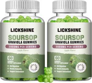 Lickshine Soursop Graviola Gummies 3000Mg. 60 Gomitas 2 Pack