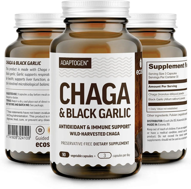 ECOSH - Ecosh Real Wild Chaga Mushroom & Aged Black Garlic Powder 90 Capsulas - The Red Vitamin MX - Suplementos Alimenticios - {{ shop.shopifyCountryName }}