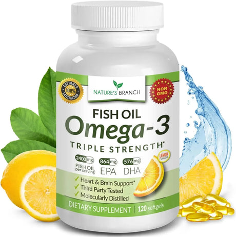 NATURE'S BRANCH - Nature's Branch Best Triple Strength Omega 3 Fish Oil 2400Mg. 120 Capsulas Blandas - The Red Vitamin MX - Suplementos Alimenticios - {{ shop.shopifyCountryName }}
