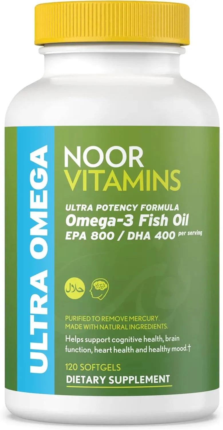 NOOR VITAMINS - Noor Vitamins Halal Fish Oil Ultra Omega 3 120 Capsulas Blandas - The Red Vitamin MX - Suplementos Alimenticios - {{ shop.shopifyCountryName }}