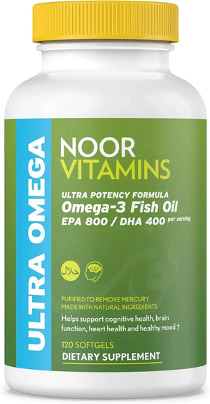 NOOR VITAMINS - Noor Vitamins Halal Fish Oil Ultra Omega 3 120 Capsulas Blandas - The Red Vitamin MX - Suplementos Alimenticios - {{ shop.shopifyCountryName }}