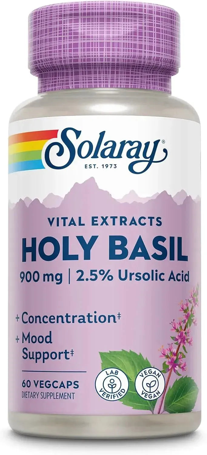 SOLARAY - Solaray Holy Basil 900Mg. 60 Capsulas - The Red Vitamin MX - Suplementos Alimenticios - {{ shop.shopifyCountryName }}