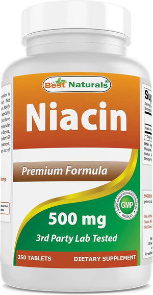 BEST NATURALS - Best Naturals Niacin 500Mg. 250 Tabletas - The Red Vitamin MX - Suplementos Alimenticios - {{ shop.shopifyCountryName }}