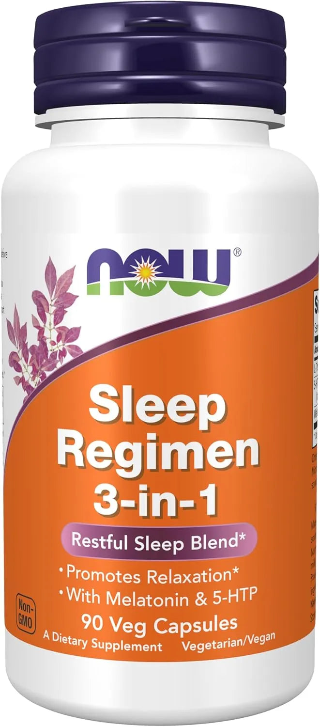 NOW SUPPLEMENTS - NOW Foods Supplements Sleep Regimen 3-In-1 With Melatonin 5-HTP and L-Theanine 90 Capsulas - The Red Vitamin MX - Suplementos Alimenticios - {{ shop.shopifyCountryName }}