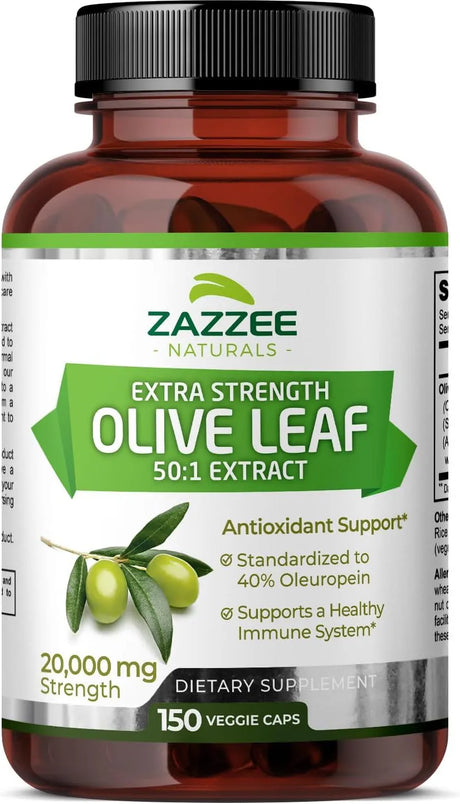 ZAZZEE NATURALS - Zazzee Extra Strength Olive Leaf 50:1 Extract 150 Capsulas - The Red Vitamin MX - Suplementos Alimenticios - {{ shop.shopifyCountryName }}