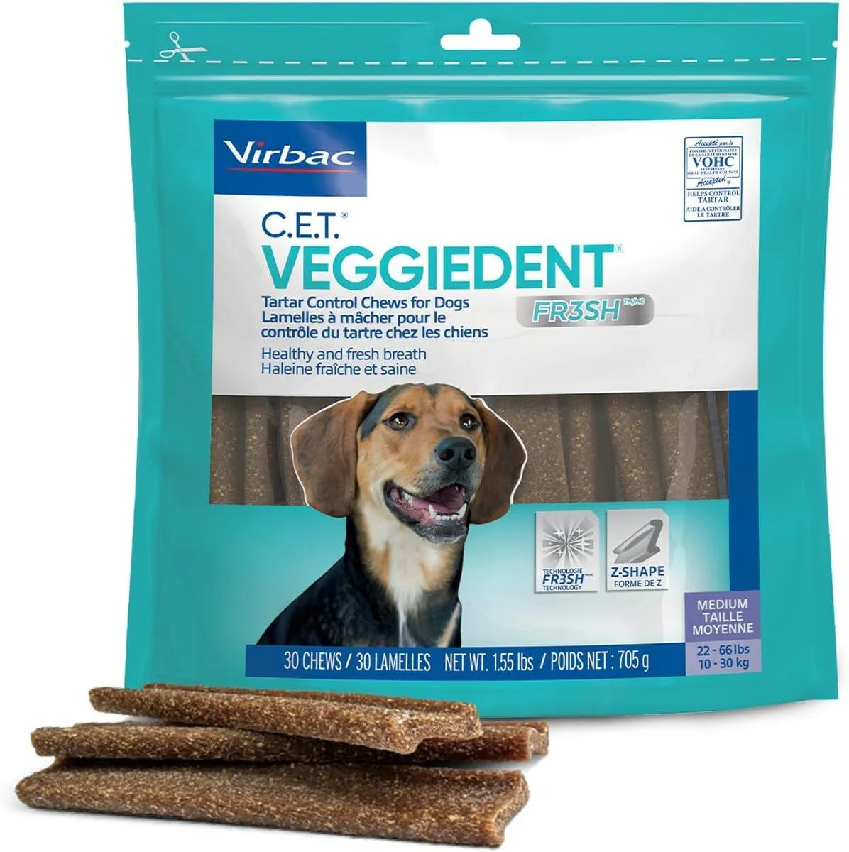 VIRBAC - Virbac CET Veggiedent FR3SH Tartar Control Chews for Dogs Medium 30 Piezas - The Red Vitamin MX - Cuidado Dental Para Perros - {{ shop.shopifyCountryName }}