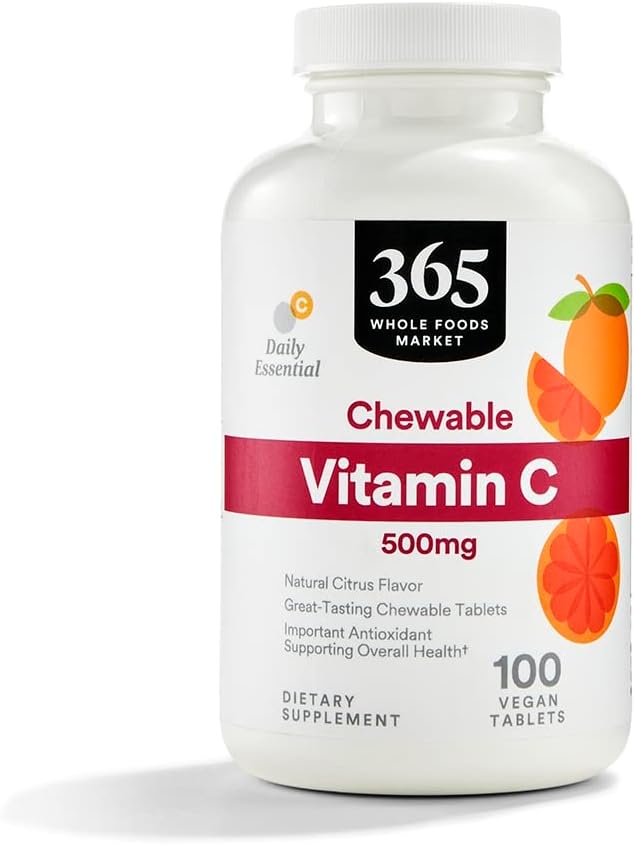 365 by Whole Foods Market Vitamin C Chewable 500Mg. 100 Tabletas Masticables