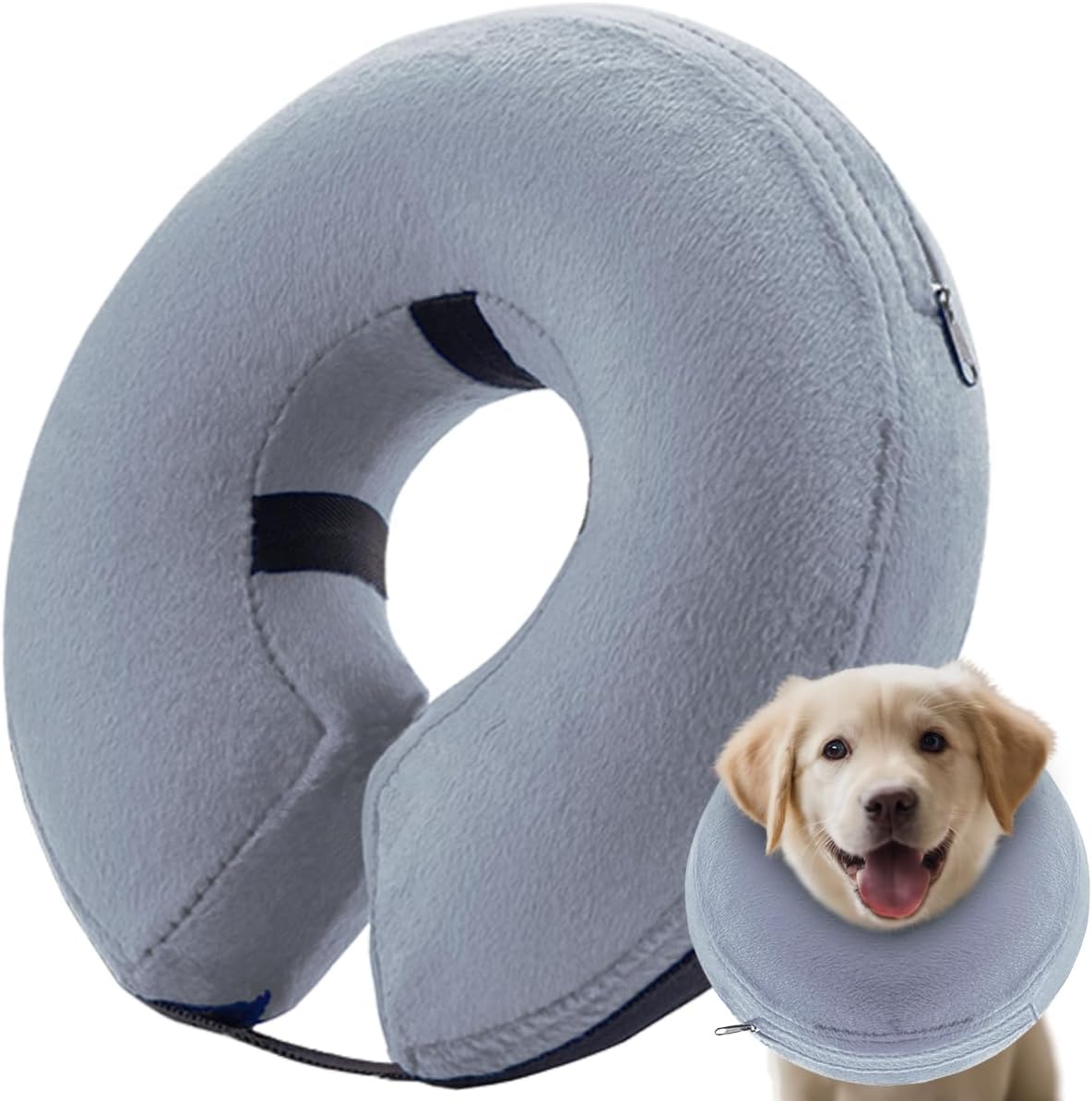 Infisu Soft Dog Cone Collar Inflatable GREY EXTRA LARGE 18"-23"