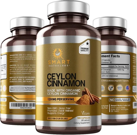 SMART NUTRA - Smart Nutra Labs Organic Ceylon Cinnamon 1200Mg. 180 Capsulas - The Red Vitamin MX - Suplementos Alimenticios - {{ shop.shopifyCountryName }}