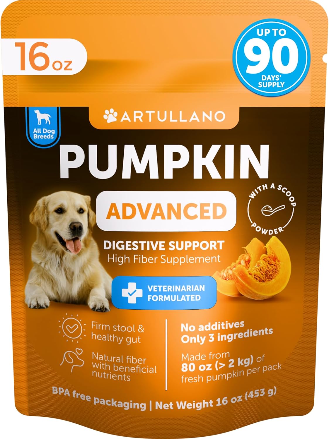 Artullano Pumpkin Powder for Dogs Digestive Support 453Gr.