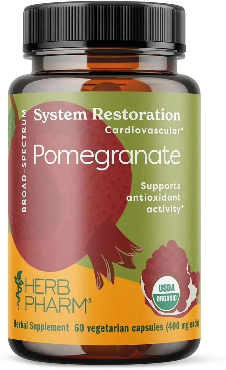 HERB PHARM - Herb Pharm Certified Organic Pomegranate 60 Capsulas - The Red Vitamin MX - Suplementos Alimenticios - {{ shop.shopifyCountryName }}