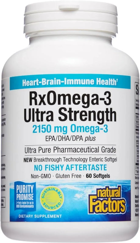 NATURAL FACTORS - Natural Factors Ultra Strength RxOmega-3 Fish Oil 60 Capsulas Blandas - The Red Vitamin MX - Suplementos Alimenticios - {{ shop.shopifyCountryName }}