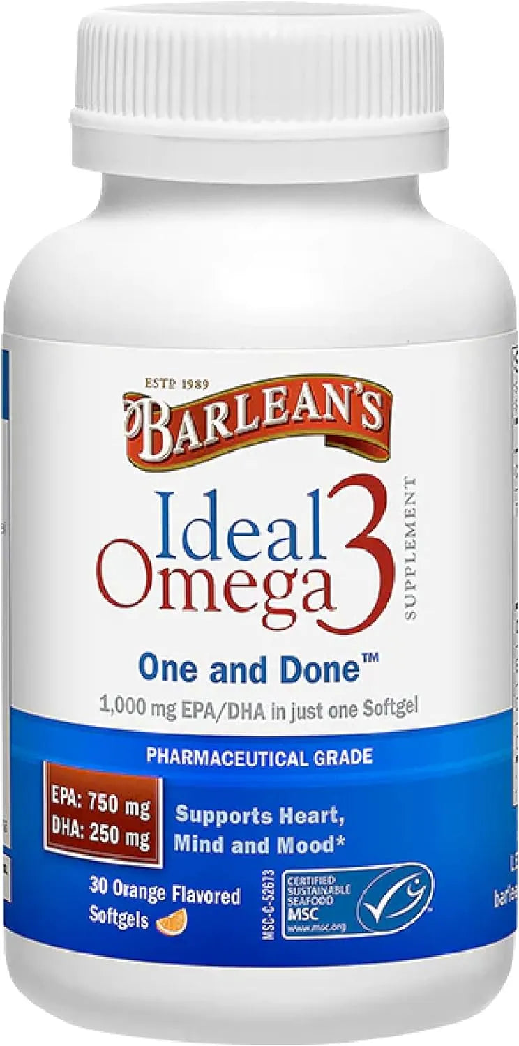 BARLEAN´S - Barlean's Ideal Omega 3 Fish Oil 1000Mg. 30 Capsulas Blandas - The Red Vitamin MX - Suplementos Alimenticios - {{ shop.shopifyCountryName }}