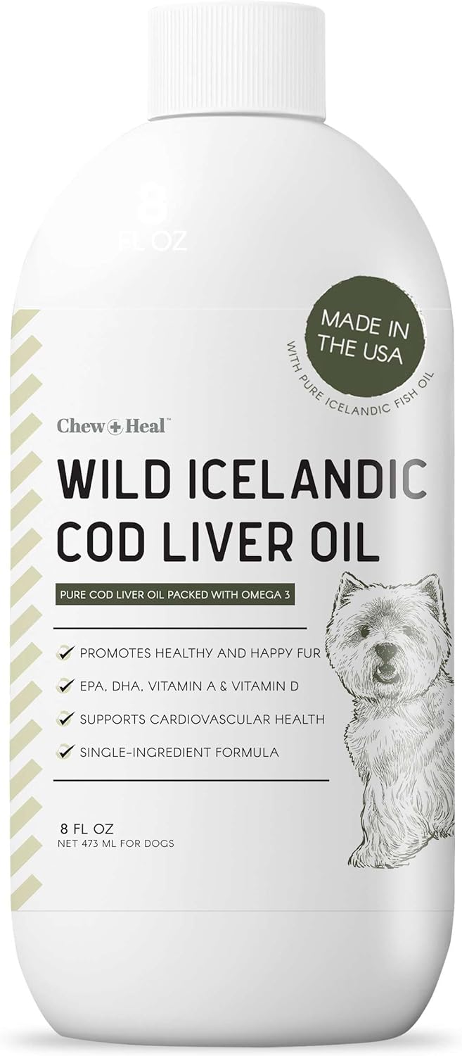 Chew + Heal Labs Pure Cod Liver Oil for Dogs 8 Fl.Oz.