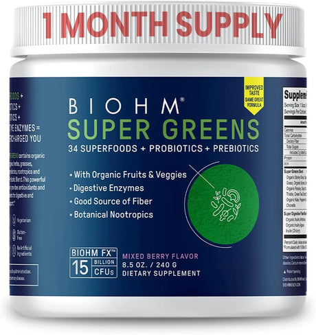 BIOHM - BIOHM Super Greens Green Superfood Powder 30 Servicios Mixed Berry Flavor 240Gr. - The Red Vitamin MX - Suplementos Alimenticios - {{ shop.shopifyCountryName }}