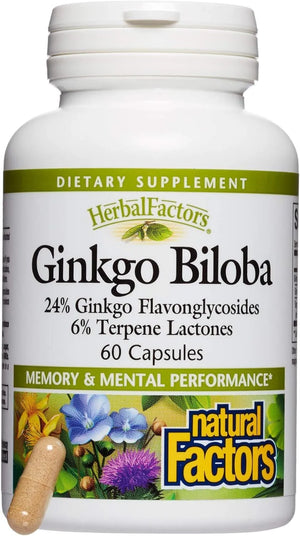 NATURAL FACTORS - HerbalFactors by Natural Factors Ginkgo Biloba 60 Capsulas - The Red Vitamin MX - Suplementos Alimenticios - {{ shop.shopifyCountryName }}