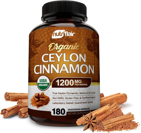 NUTRIFLAIR - NutriFlair Organic Ceylon Cinnamon 1200Mg. 180 Capsulas - The Red Vitamin MX - Suplementos Alimenticios - {{ shop.shopifyCountryName }}