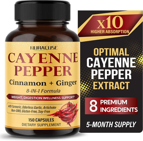 NURAFUSE - NURAFUSE Cayenne Pepper 8-in-1 Formula 150 Capsulas - The Red Vitamin MX - Suplementos Alimenticios - {{ shop.shopifyCountryName }}