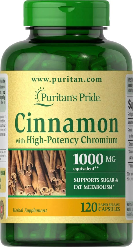 PURITAN'S PRIDE - Puritan's Pride Cinnamon with High Potency Chromium 120 Capsulas - The Red Vitamin MX - Suplementos Alimenticios - {{ shop.shopifyCountryName }}