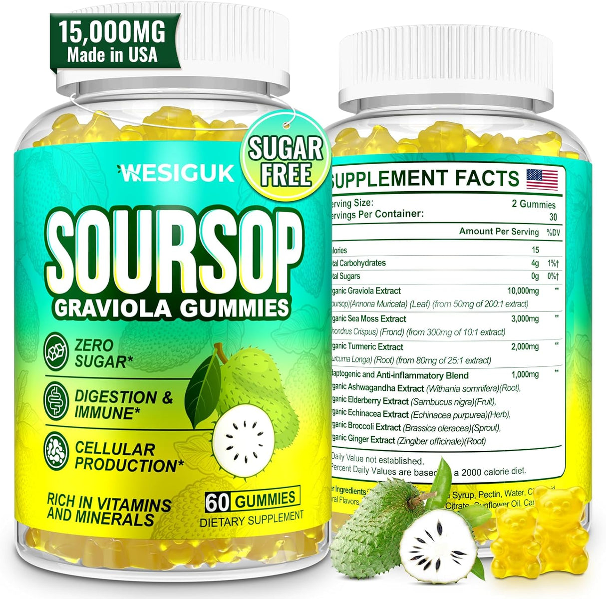 Wesiguk Soursop Graviola Gummies 10,000Mg. 60 Gomitas