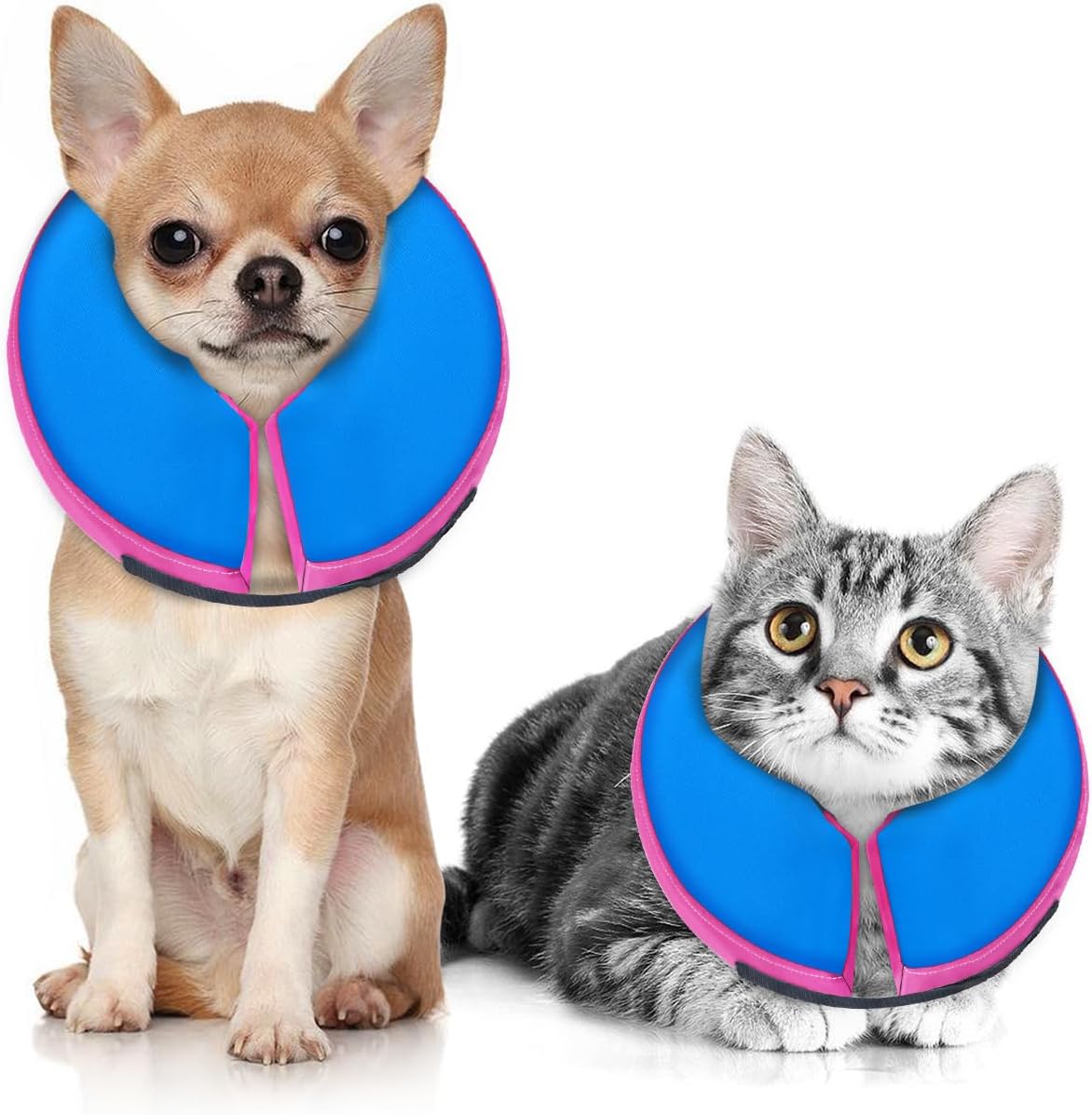 MIDOG Inflatable Dog Cone Collar PinkBlue XSMALL Neck 5"-8"