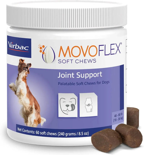 VIRBAC - Virbac MOVOFLEX Soft Chews Hip and Joint Support for Medium Dogs 60 Masticables - The Red Vitamin MX - Cuidado De Cadera Y Articulaciones Para Perros - {{ shop.shopifyCountryName }}