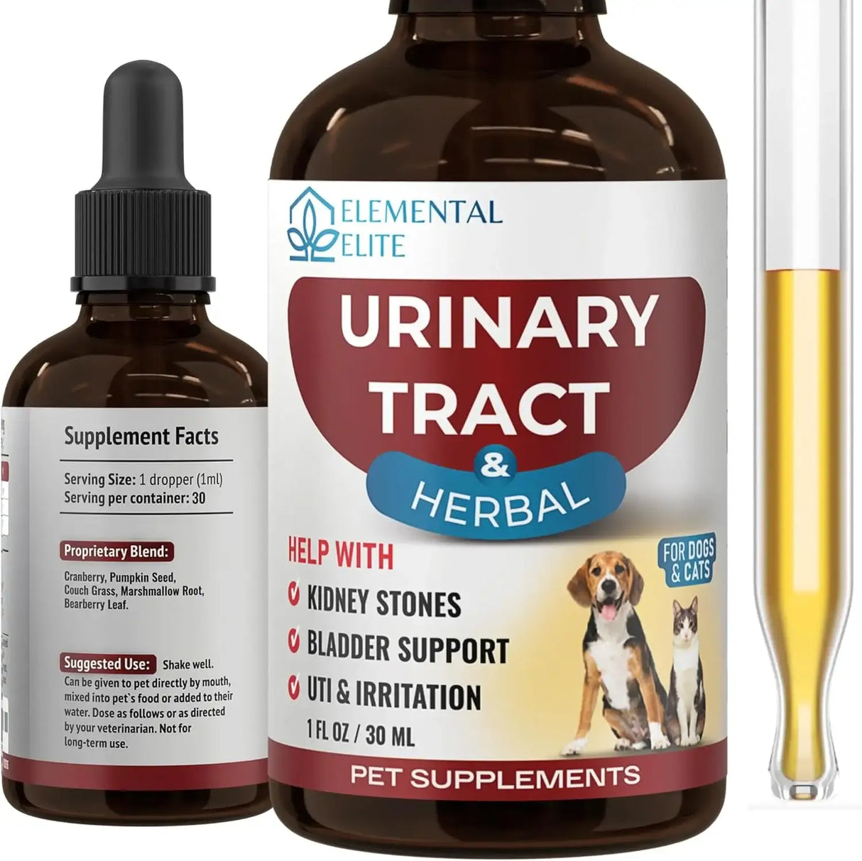 ELEMENTAL ELITE - Elemental Elite Urinary Tract Health Treatment for Dogs & Cats 1 Fl.Oz. - The Red Vitamin MX - Salud De Tracto Urinario Para Perros - {{ shop.shopifyCountryName }}