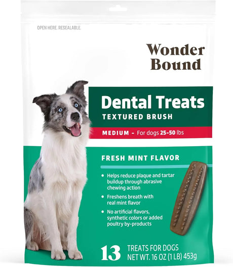 WONDER BOUND - Wonder Bound Dog Dental Treats for Medium Dogs Fresh Mint Flavor 13 Piezas - The Red Vitamin MX - Cuidado Dental Para Perros - {{ shop.shopifyCountryName }}