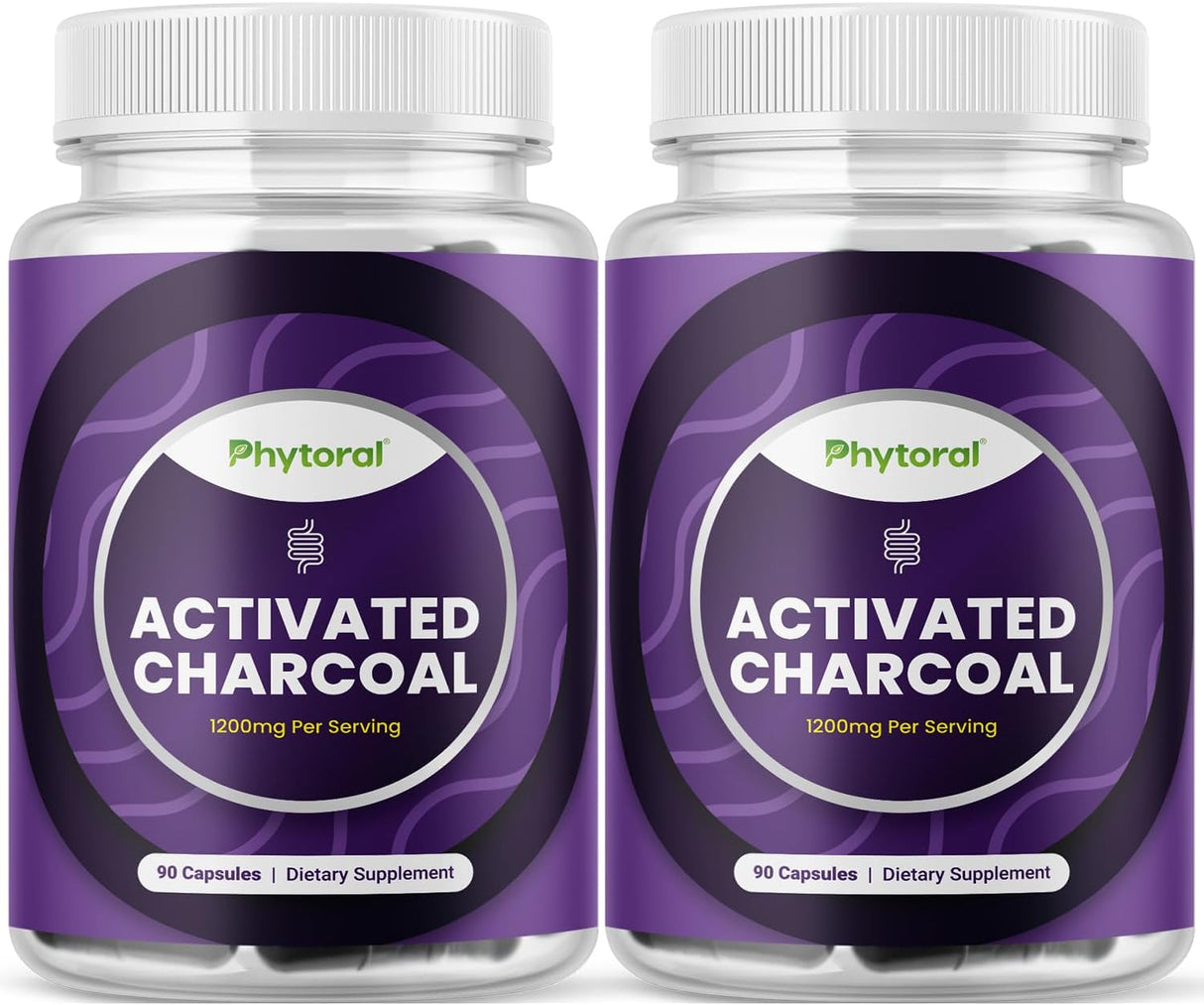 Phytoral Extra Strength Activated Charcoal 1200Mg. 90 Capsulas 2 Pack