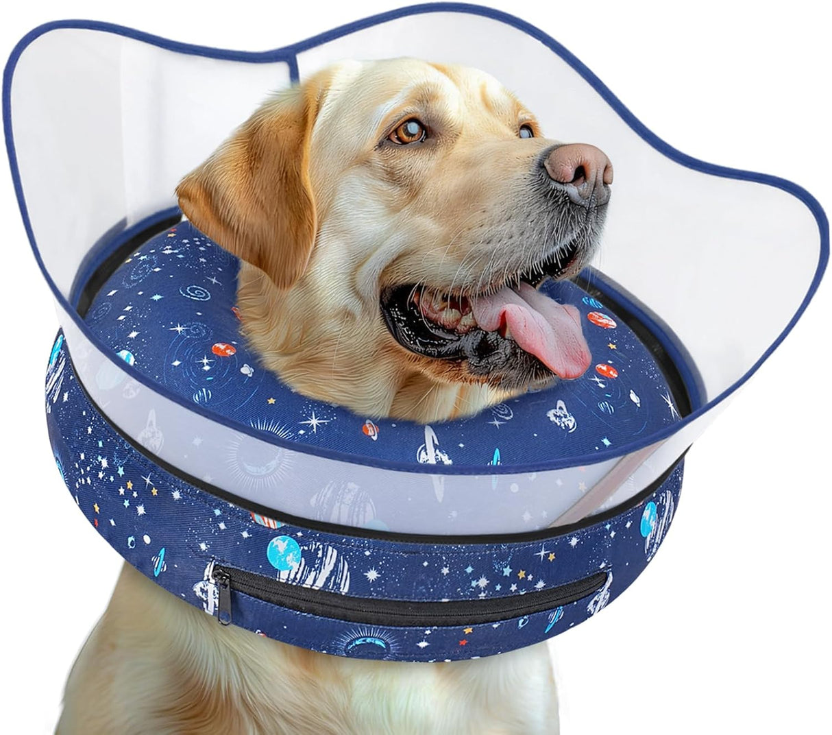 Toptakeit Elevated Inflatable Dog Cone Collar NAVY LARGE 12"-16"