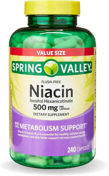 SPRING VALLEY - Spring Valley Vitamin B3 Niacin 500Mg. 240 Capsulas - The Red Vitamin MX - Suplementos Alimenticios - {{ shop.shopifyCountryName }}