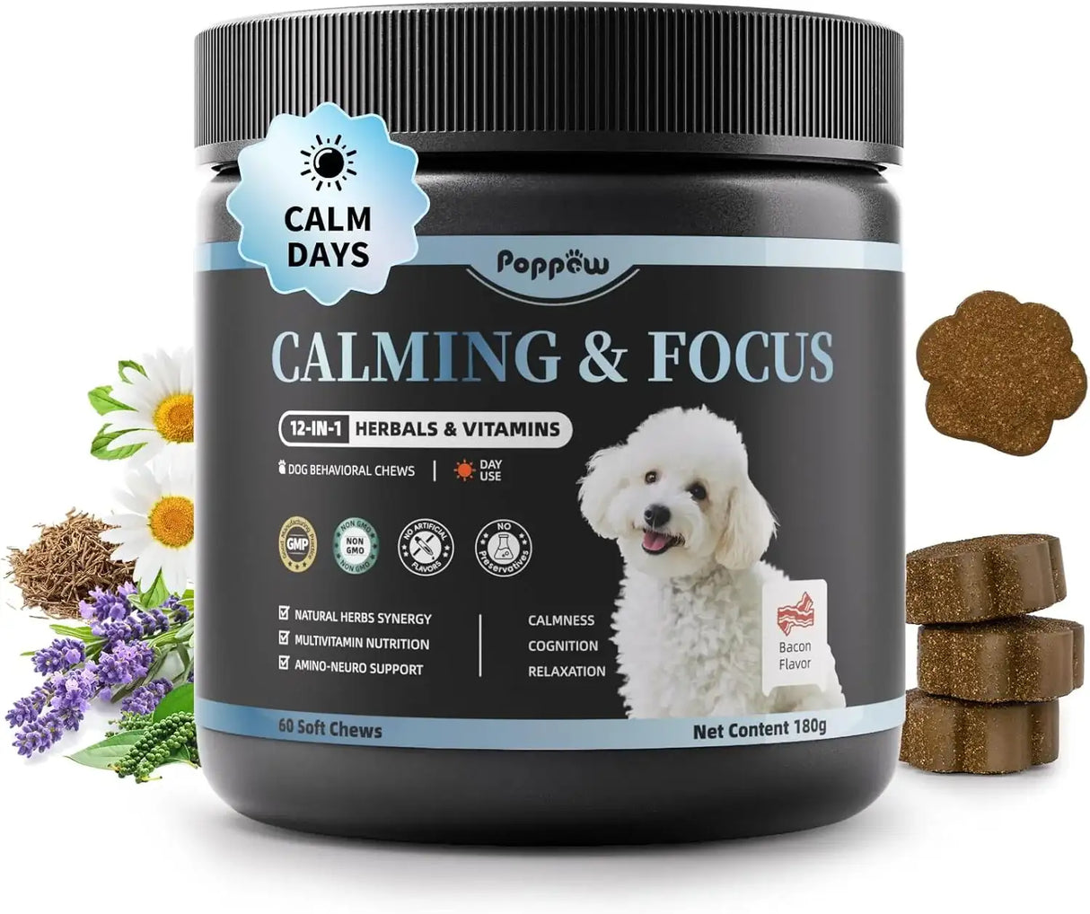 POPPAW - POPPAW Calming Chews for Dogs Bacon 60 Masticables - The Red Vitamin MX - Relajantes Para Perros - {{ shop.shopifyCountryName }}