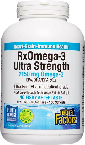 NATURAL FACTORS - Natural Factors Ultra Strength RxOmega-3 Fish Oil 150 Capsulas Blandas - The Red Vitamin MX - Suplementos Alimenticios - {{ shop.shopifyCountryName }}