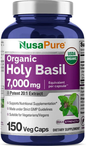 NUSAPURE - NusaPure USDA Organic Holy Basil 7000Mg. 150 Capsulas - The Red Vitamin MX - Suplementos Alimenticios - {{ shop.shopifyCountryName }}