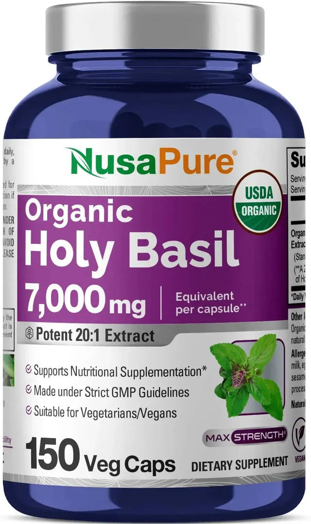 NUSAPURE - NusaPure USDA Organic Holy Basil 7000Mg. 150 Capsulas - The Red Vitamin MX - Suplementos Alimenticios - {{ shop.shopifyCountryName }}