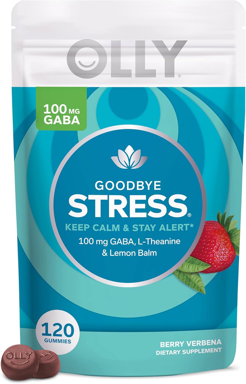 OLLY Goodbye Stress Gummy GABA L-Theanine Lemon Balm 120 Gomitas