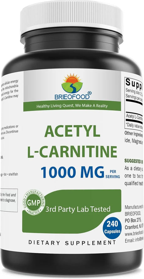 BRIEOFOOD - Brieofood Acetyl L-Carnitine 1000Mg. 240 Capsulas - The Red Vitamin MX - Suplementos Alimenticios - {{ shop.shopifyCountryName }}