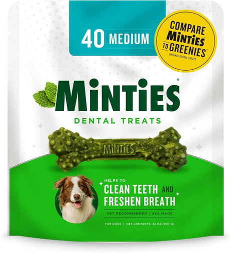 MINTIES - Minties Dental Chews for Dogs Medium Dogs 25-50 lbs 40 Piezas - The Red Vitamin MX - Cuidado Dental Para Perros - {{ shop.shopifyCountryName }}