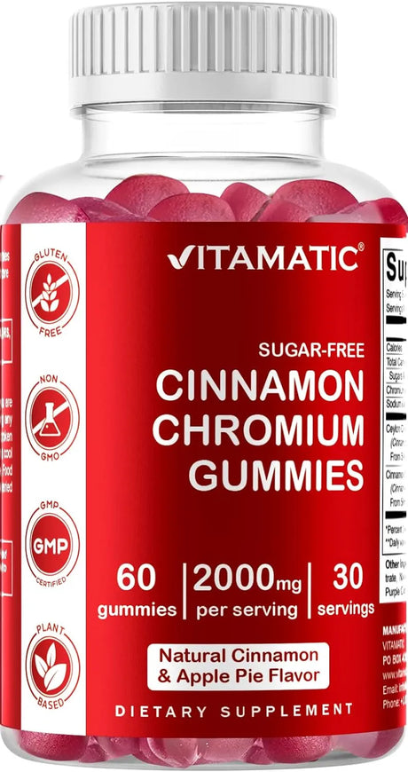 VITAMATIC - Vitamatic Sugar Free Chromium Gummies with Ceylon Cinnamon 60 Gomitas - The Red Vitamin MX - Suplementos Alimenticios - {{ shop.shopifyCountryName }}