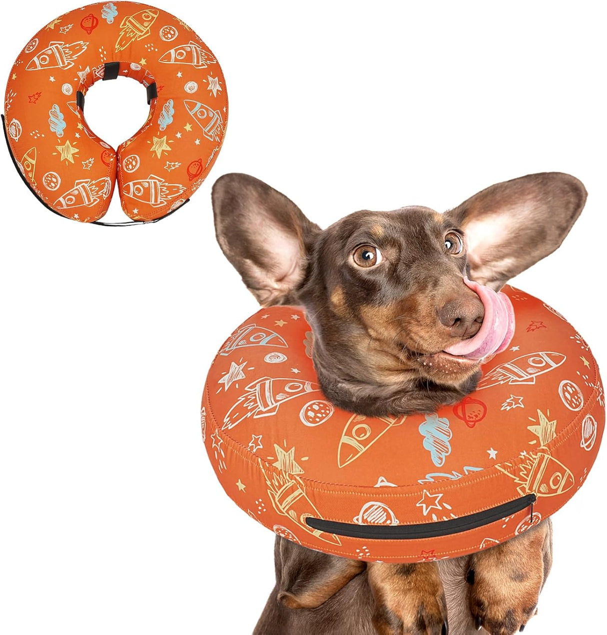 Toptakeit Elevated Inflatable Dog Collar ORANGE SMALL