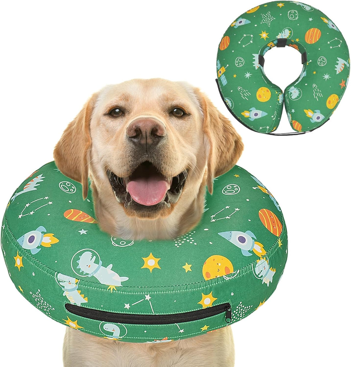 Toptakeit Elevated Inflatable Dog Collar GREEN XLARGE