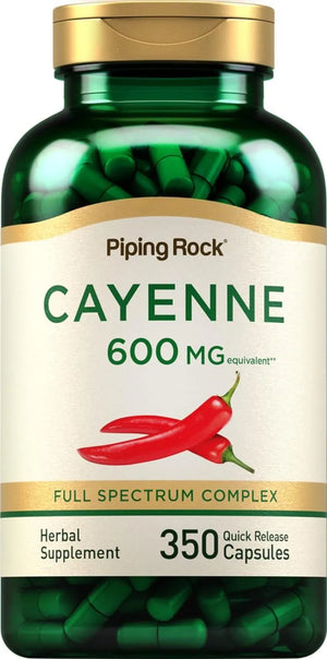 PIPING ROCK - Piping Rock Cayenne Pepper 600Mg. 350 Capsulas - The Red Vitamin MX - Suplementos Alimenticios - {{ shop.shopifyCountryName }}