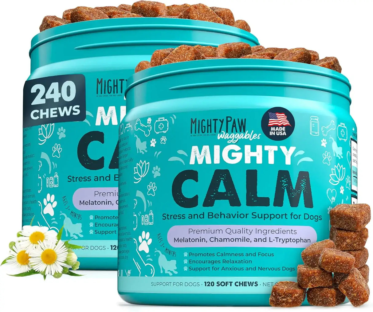 MIGHTY PAW - Mighty Paw Calming Chews for Dogs with Melatonin 120 Masticables 2 Pack - The Red Vitamin MX - Relajantes Para Perros - {{ shop.shopifyCountryName }}