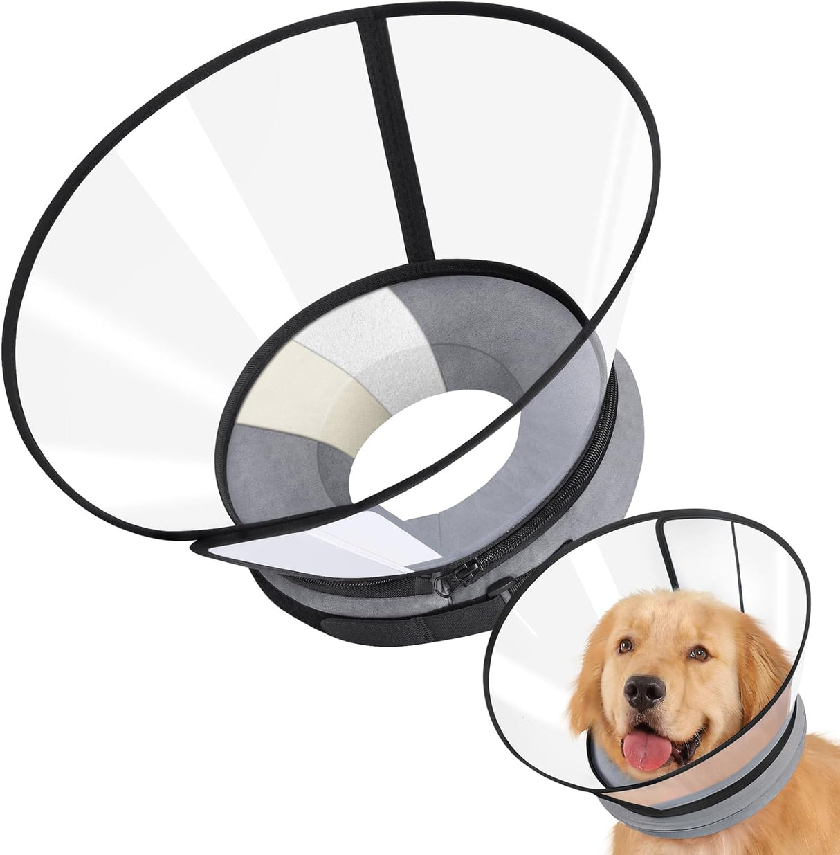 ICOYEA Sponge Core Dog Cone GRAY Size 7 Neck: 18.0"- 20.0"